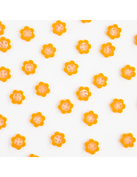 Boutons marguerites 4 trous - Jaune 16 mm
