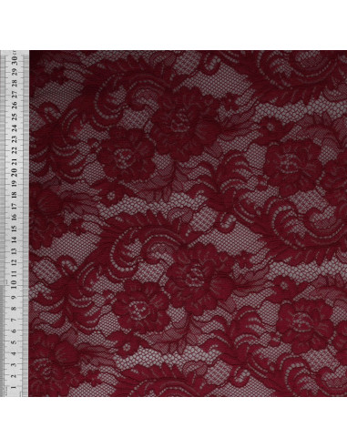 Tissu dentelle Natasha - Bordeaux