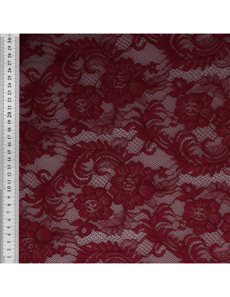 Tissu dentelle Natasha - Bordeaux