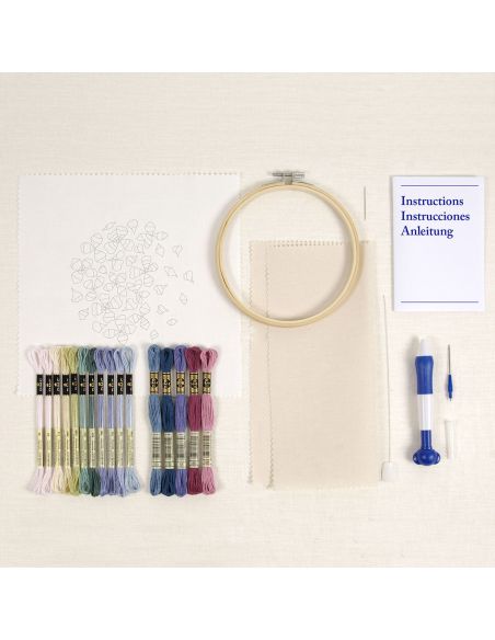Kit punch needle - Pétales hortensia