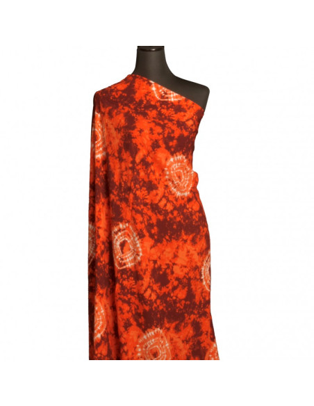 Tissu imprimé tie and dye - Orange