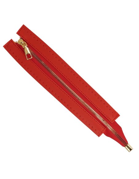 Fermeture à glissière spéciale sac en simili 30 cm - Rouge