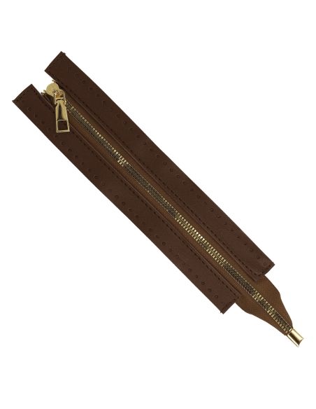 Fermeture à glissière spéciale sac en simili 30 cm - Marron