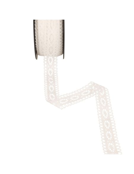 Dentelle coton entre deux Marguerite 21 mm - Blanc