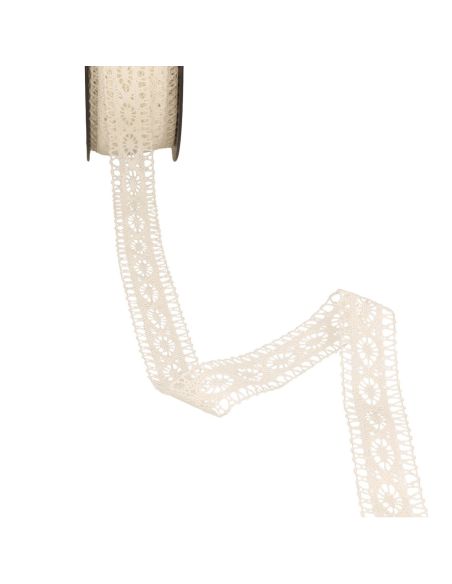Dentelle coton entre deux Marguerite 21 mm - Écru