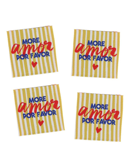 Lot de 4 étiquettes à coudre - More amor por favor
