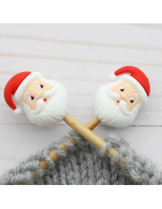 Bouchons stoppeurs de mailles pour aiguilles à tricoter - Père noël