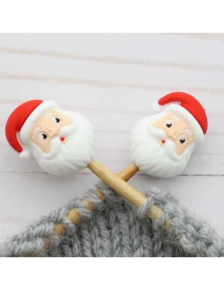 Bouchons stoppeurs de mailles pour aiguilles à tricoter - Père noël