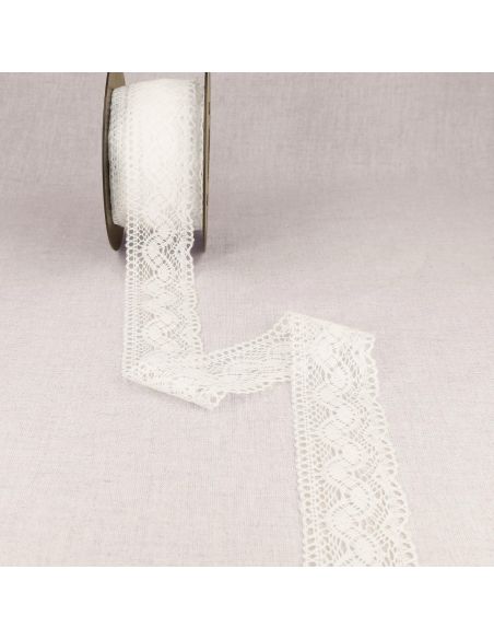 Dentelle coton entre deux Vagues 45 mm - Blanc