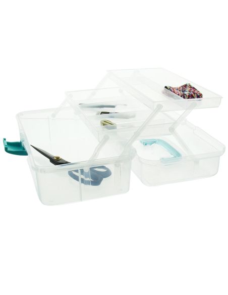 Boite de couture transparente 3 niveaux