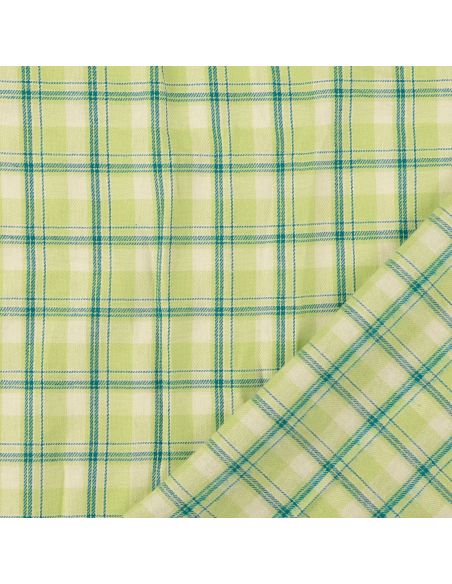 Tissu flanelle tartan écossais - Vert rayures menthe