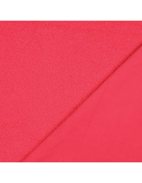 Tissu polaire Teddy double face - Rose fluo