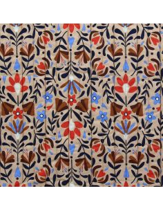 Tissu coton matelassé Lafleur - Beige et bleu 2
