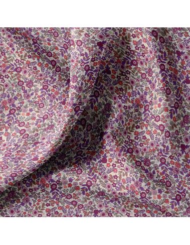 Tissu popeline de coton - Barbara écru et violet