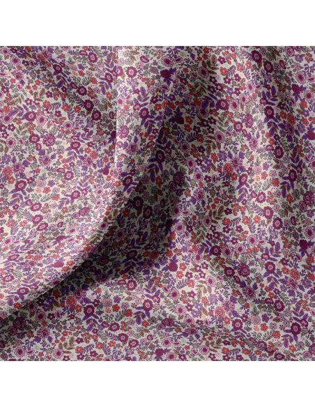 Tissu popeline de coton - Barbara écru et violet