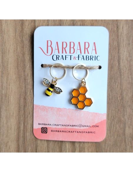 Lot de 2 anneaux marqueurs de maille - Abeille et miel
