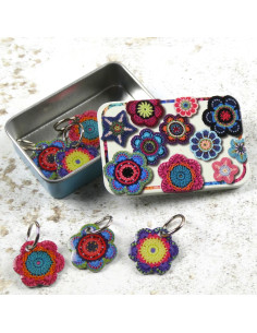 Set de 6 anneaux marqueurs de maille - Maille fleurie