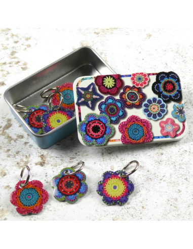 Set de 6 anneaux marqueurs de maille - Maille fleurie