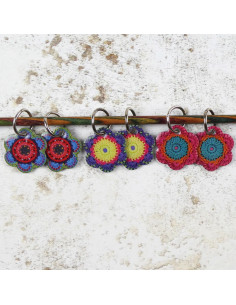 Set de 6 anneaux marqueurs de maille - Maille fleurie 2