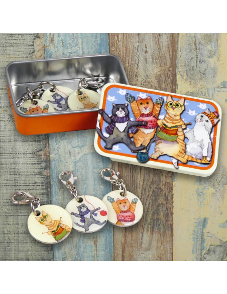 Set de 6 anneaux marqueurs de maille - Chatons