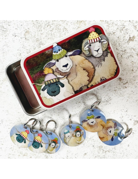 Set de 6 anneaux marqueurs de maille - Mouton heureux
