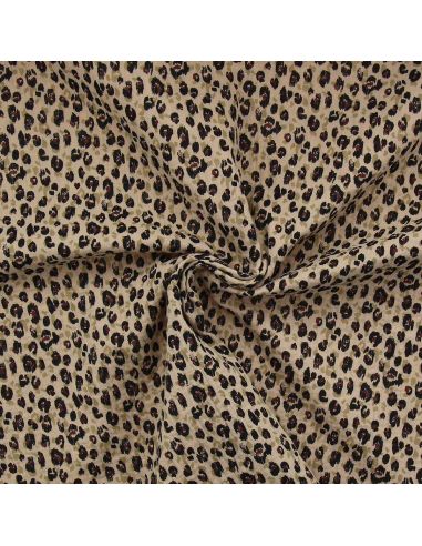 Tissu double gaze imprimé - Karli beige et noir