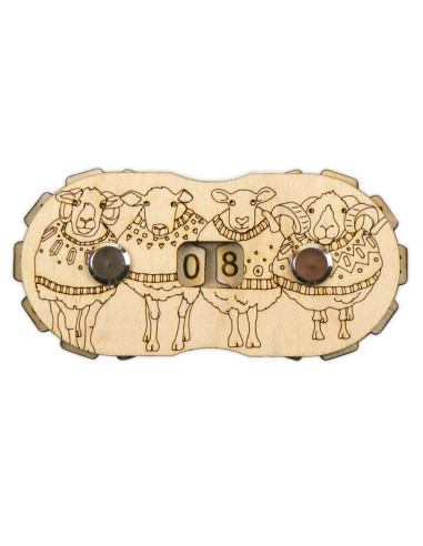 Compteur de rangs en bois - Mouton et pull