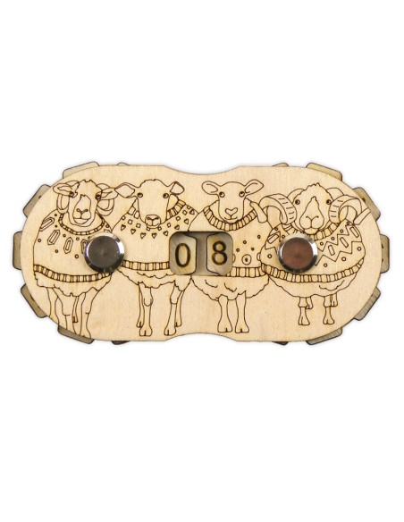 Compteur de rangs en bois - Mouton et pull