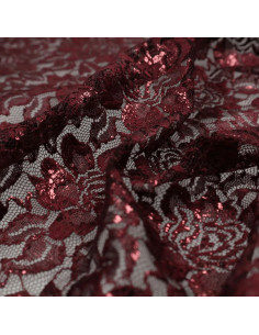 Tissu dentelle métalissée Lisa - Amarante 2