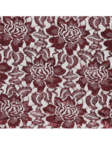 Tissu dentelle métalissée Lisa - Amarante