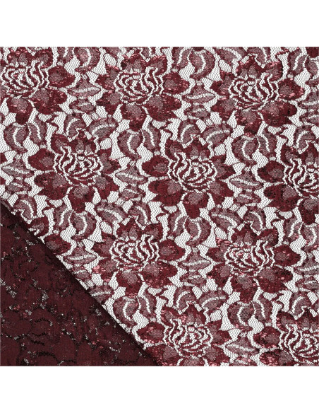 Tissu dentelle métalissée Lisa - Amarante