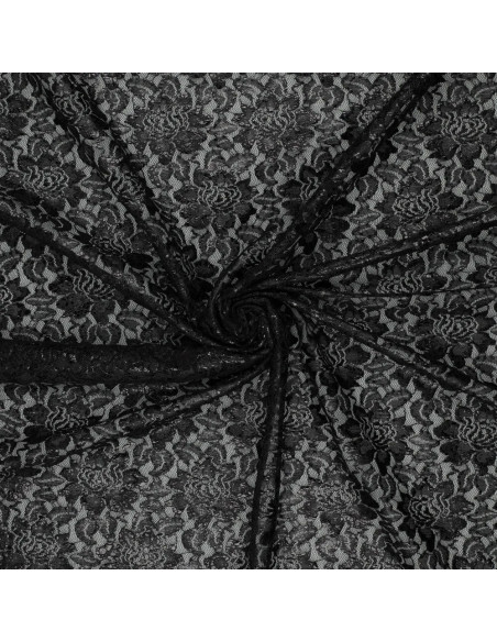 Tissu dentelle métalissée Lisa - Noir