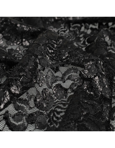 Tissu dentelle métalissée Lisa - Noir
