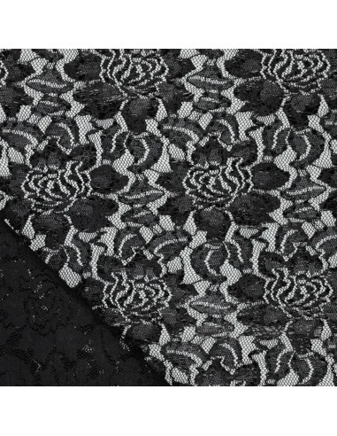Tissu dentelle métalissée Lisa - Noir
