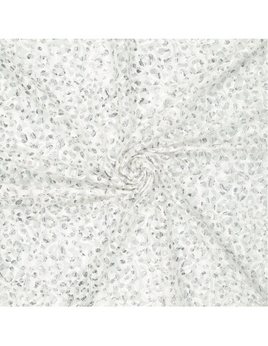 Tissu dentelle métalissée Lauren - Blanc