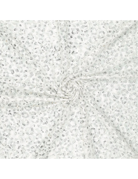 Tissu dentelle métalissée Lauren - Blanc