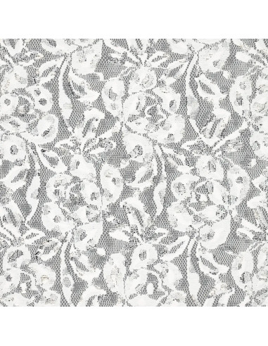 Tissu dentelle métalissée Lauren - Blanc