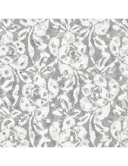 Tissu dentelle métalissée Lauren - Blanc