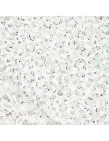Tissu dentelle métalissée Lauren - Blanc