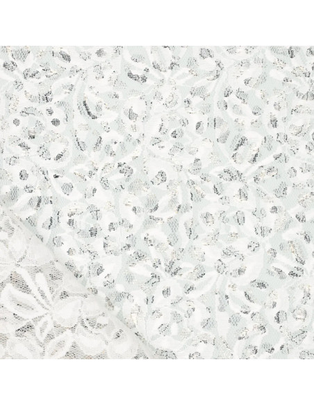 Tissu dentelle métalissée Lauren - Blanc