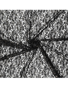 Tissu dentelle métalissée Lauren - Noir