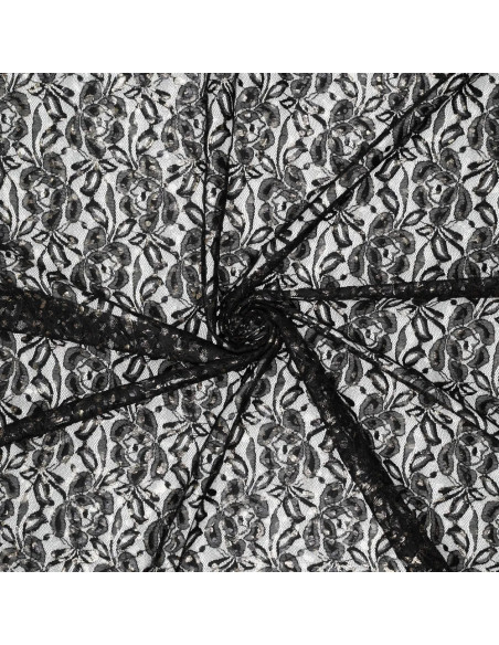Tissu dentelle métalissée Lauren - Noir