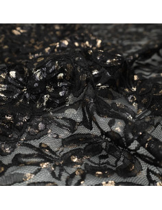 Tissu dentelle métalissée Lauren - Noir 2