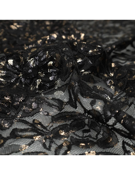 Tissu dentelle métalissée Lauren - Noir