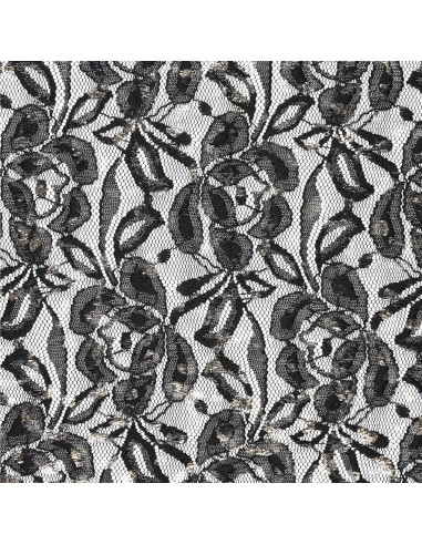 Tissu dentelle métalissée Lauren - Noir