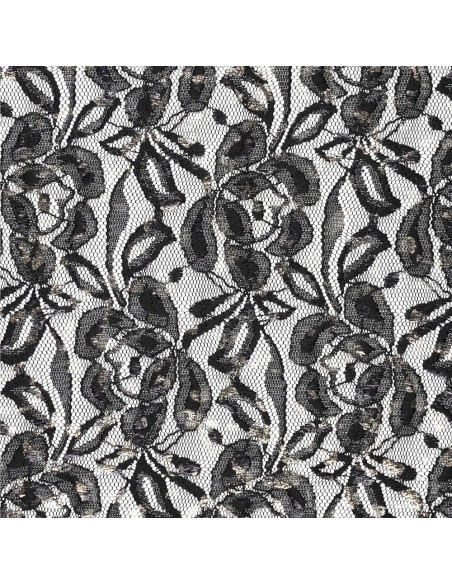 Tissu dentelle métalissée Lauren - Noir