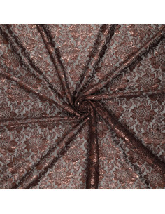 Tissu dentelle métalissée Lisa - Chocolat
