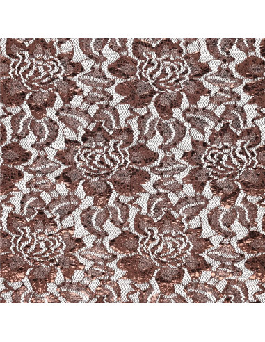 Tissu dentelle métalissée Lisa - Chocolat