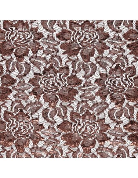 Tissu dentelle métalissée Lisa - Chocolat