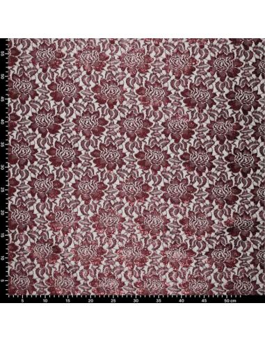 Tissu dentelle métalissée Lisa - Amarante